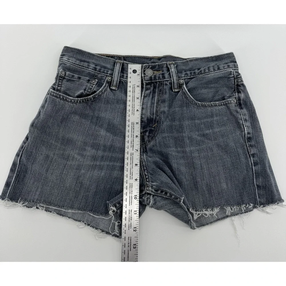 Levi's 511 Women's High Rise Cut Off Gray Denim Shorts Slim Distressed Size 30W